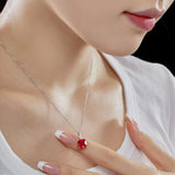 925 Sterling Silver 1ct Clear Green Ruby Zircon Pendant Necklace