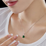 925 Sterling Silver 1ct Clear Green Ruby Zircon Pendant Necklace