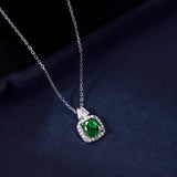 925 Silver 1ct Clear Green Ruby Round Zircon Pendant Necklace