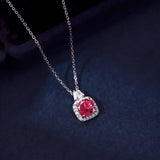 925 Silver 1ct Clear Green Ruby Round Zircon Pendant Necklace