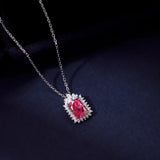 925 Silver 0.75ct Clear Green Ruby Zircon Pendant Necklace