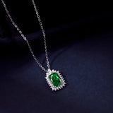 925 Silver 0.75ct Clear Green Ruby Zircon Pendant Necklace