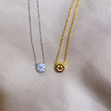 Smile Face 925 Sterling Silver Moissanite Diamond Pendant Necklace