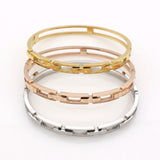 Hollow Roman Numerals Bangle Bracelet Stainless Steel Fine Jewelry For Women