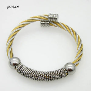 Stainless Steel Wire Twist Open Cable Cuff Bracelet