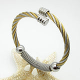 Stainless Steel Wire Twist Open Cable Cuff Bracelet