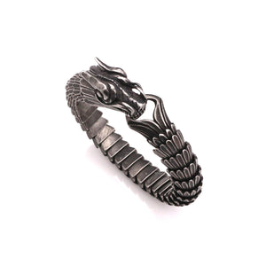 Men Punk Dragon Head Charm Bracelet Stainless Steel Bangle