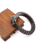 Men Punk Dragon Head Charm Bracelet Stainless Steel Bangle