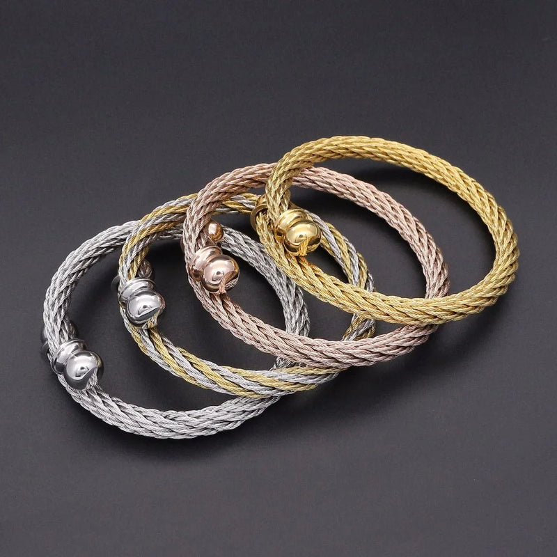 Women's Stainless Steel Cable Cuff Bracelet