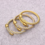 Stainless Steel Wire Twist Open Cuff Bracelet Bangle