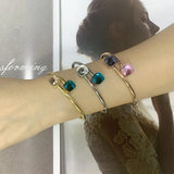 Double Glass Stone Stainless Steel Bangle Orange & Sky Bracelet