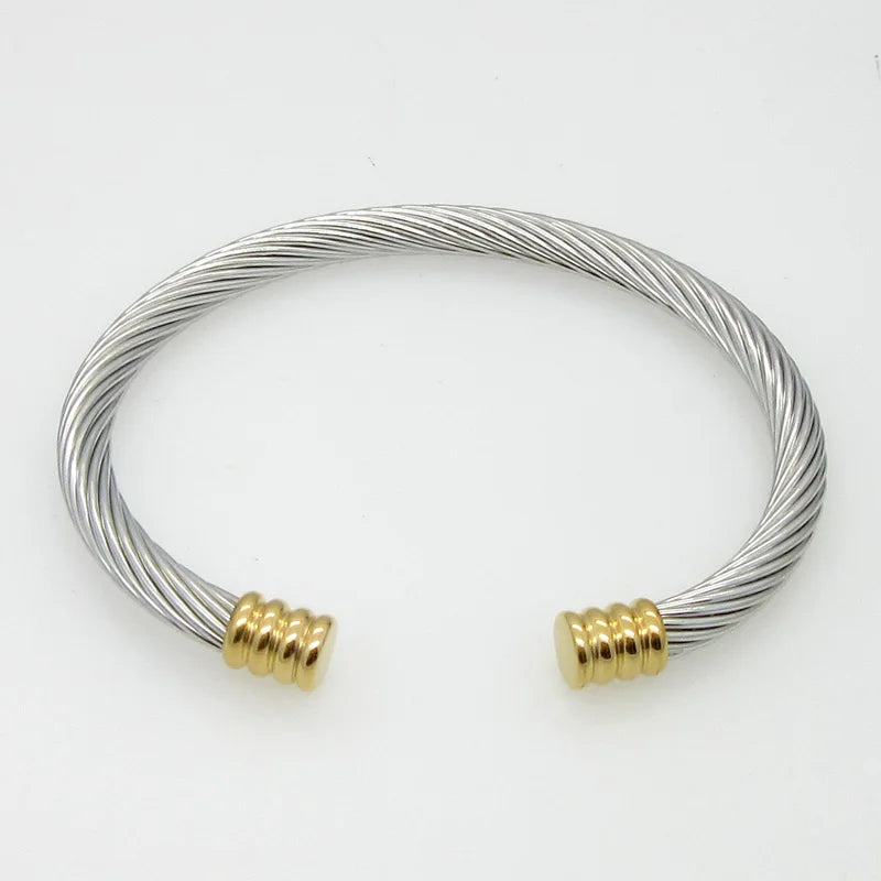 Girl's Stainless Steel Cuff Bracelet Gold&Silver Plated