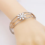Women's Flower Bracelet Bangle Stainless Steel Cuff