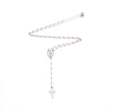 Women Rosary Necklaces Stainless Steel Virgin Mary And Jesus Cross Pendants
