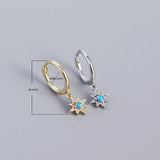 JShine Silver Octagonal Star Opal Earrings Small Hoops