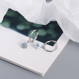 JShine Silver Octagonal Star Opal Earrings Small Hoops