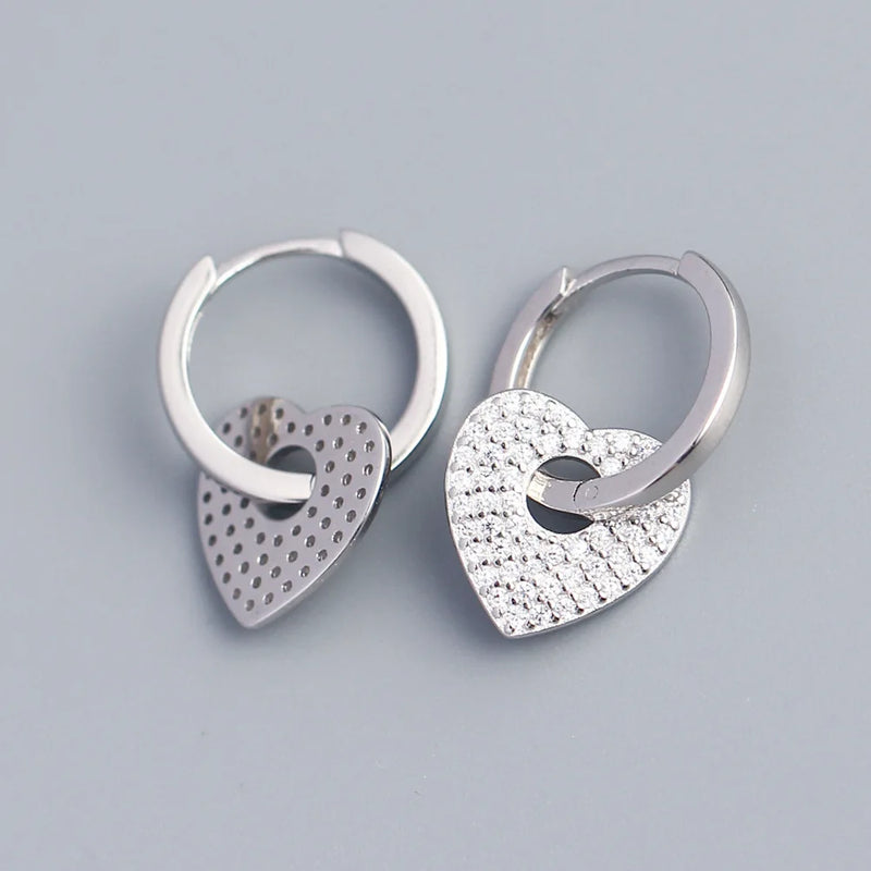 JShine 925 Silver Drop Earring Big Heart CZ Crystal Pave Fine Ear Jewelry