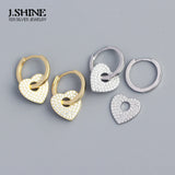 JShine 925 Silver Drop Earring Big Heart CZ Crystal Pave Fine Ear Jewelry