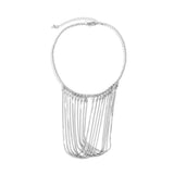 Snake Chain Tassel Necklace Minimalist Silver Metal Statement
