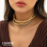 JShine Exaggerated Steampunk Torques Choker Necklace Chunky Spiral Snake Chain