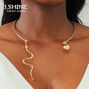 JShine Torques Jewelry Copper Ball Snake Pendant Collar CHOKER Necklace