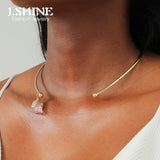 JShine Irregular Pink Crystal Collar Metal Open CHOKER Necklace