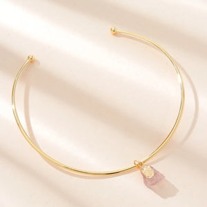 JShine Irregular Pink Crystal Collar Metal Open CHOKER Necklace