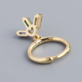 S925 Sterling Silver Drop Earrings Geometric Zircon Hoops Fine Jewelry