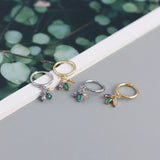 S925 Sterling Silver Drop Earrings Geometric Zircon Hoops Fine Jewelry