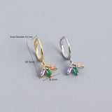 S925 Sterling Silver Drop Earrings Geometric Zircon Hoops Fine Jewelry