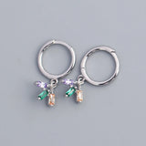S925 Sterling Silver Drop Earrings Geometric Zircon Hoops Fine Jewelry