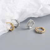 JShine S925 Sterling Silver CZ Earrings Round Zircon Hoop Earrings