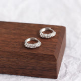 JShine S925 Sterling Silver CZ Earrings Round Zircon Hoop Earrings