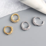 JShine S925 Sterling Silver CZ Earrings Round Zircon Hoop Earrings