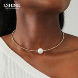 JShine Minimalist Copper Pearl Choker Necklace