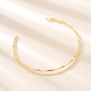 JShine Double Layer Copper Torques Necklace Metal Wave Line Chain CHOKER Punk Je