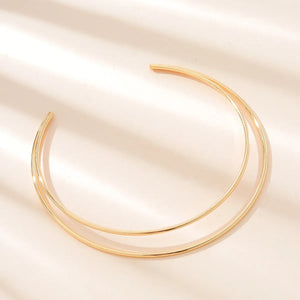 JShine Double Layer Metal Torques Necklace Open Cuff CHOKER