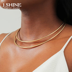 JShine Double Layer Metal Torques Necklace Open Cuff CHOKER