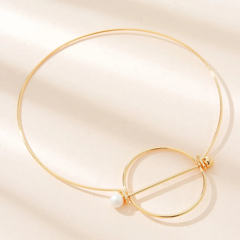 JShine Big Circle Copper Pearl CHOKER Necklace
