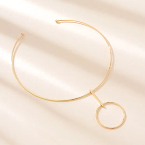 JShine Minimalist Big Circle Pendant Choker Necklace