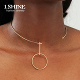 JShine Minimalist Big Circle Pendant Choker Necklace