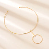 JShine Minimalist Big Circle Pendant Choker Necklace