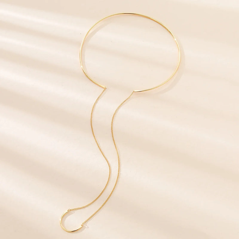 JShine Long Chain U-Shaped Pendants Copper CHOKER Necklace