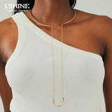 JShine Long Chain U-Shaped Pendants Copper CHOKER Necklace