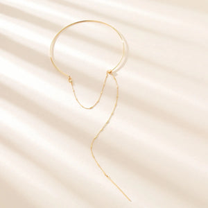 JShine Copper Metal Cuff Choker Necklace Long Chain Bar Pendant Torques