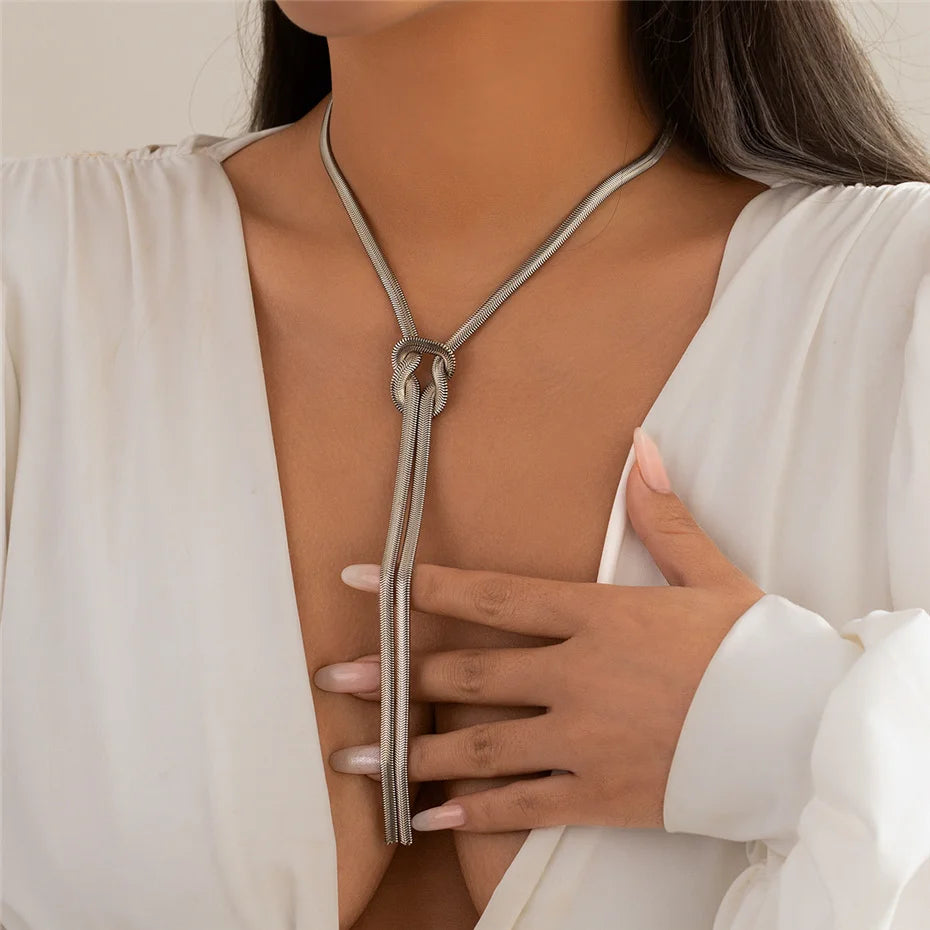 Adjustable Chunky Snake Chain Necklace Vintage Grunge Sexy Chest Jewelry