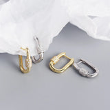 Geometric Earrings S925 Silver Oval CZ Paved Hoop Earrings