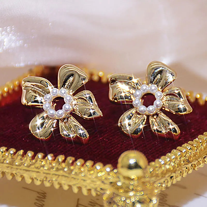 JUANG 14K Real Flower Earrings Minimalist Brilliant Jewelry