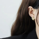 JUANG 14K Real Flower Earrings Minimalist Brilliant Jewelry