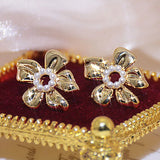 JUANG 14K Real Flower Earrings Minimalist Brilliant Jewelry